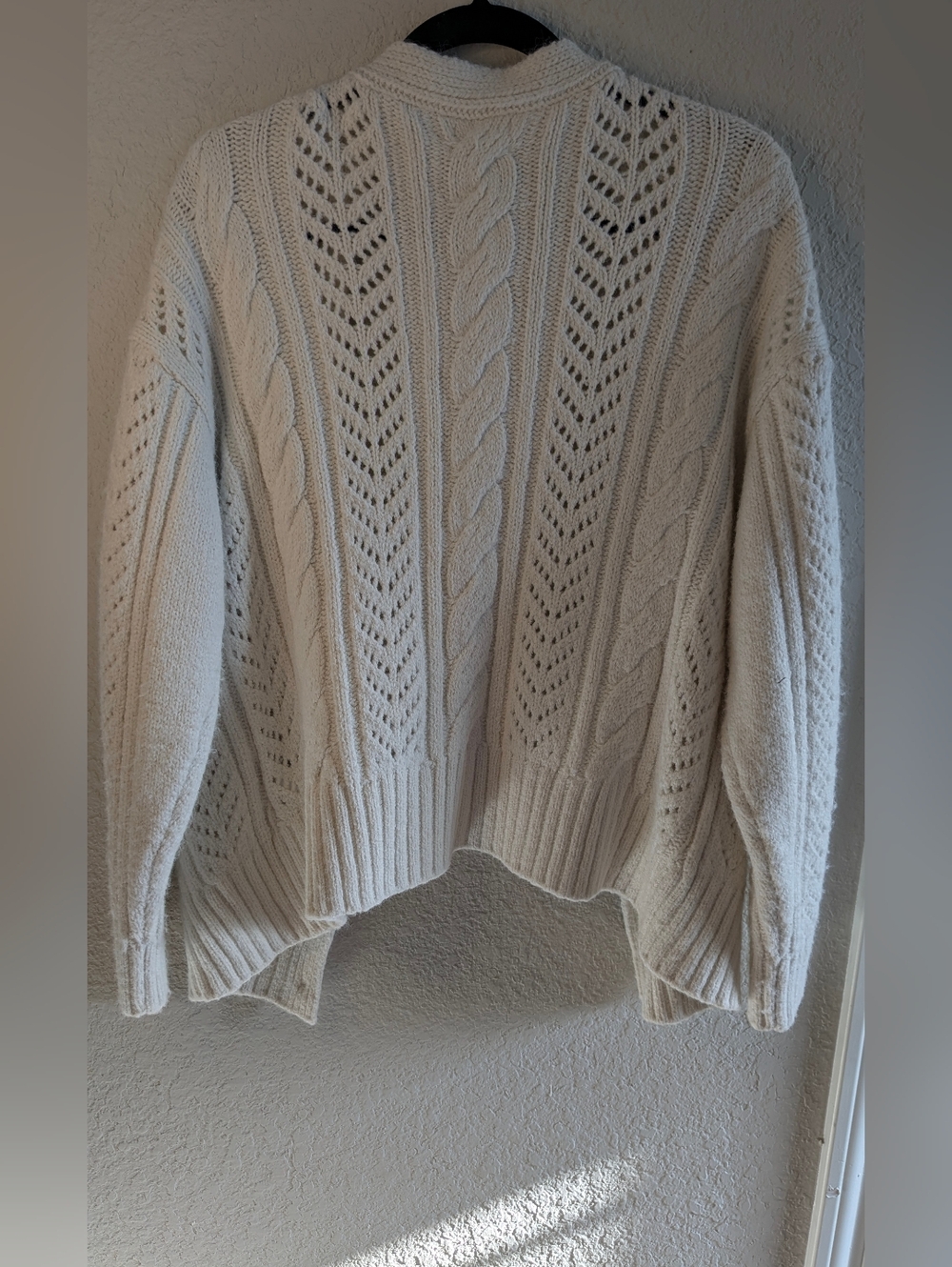Anthropologie Chunky Cardigan XS/S Cream Long Sleeve Knit Oversized Excellent - Picture 3 of 6